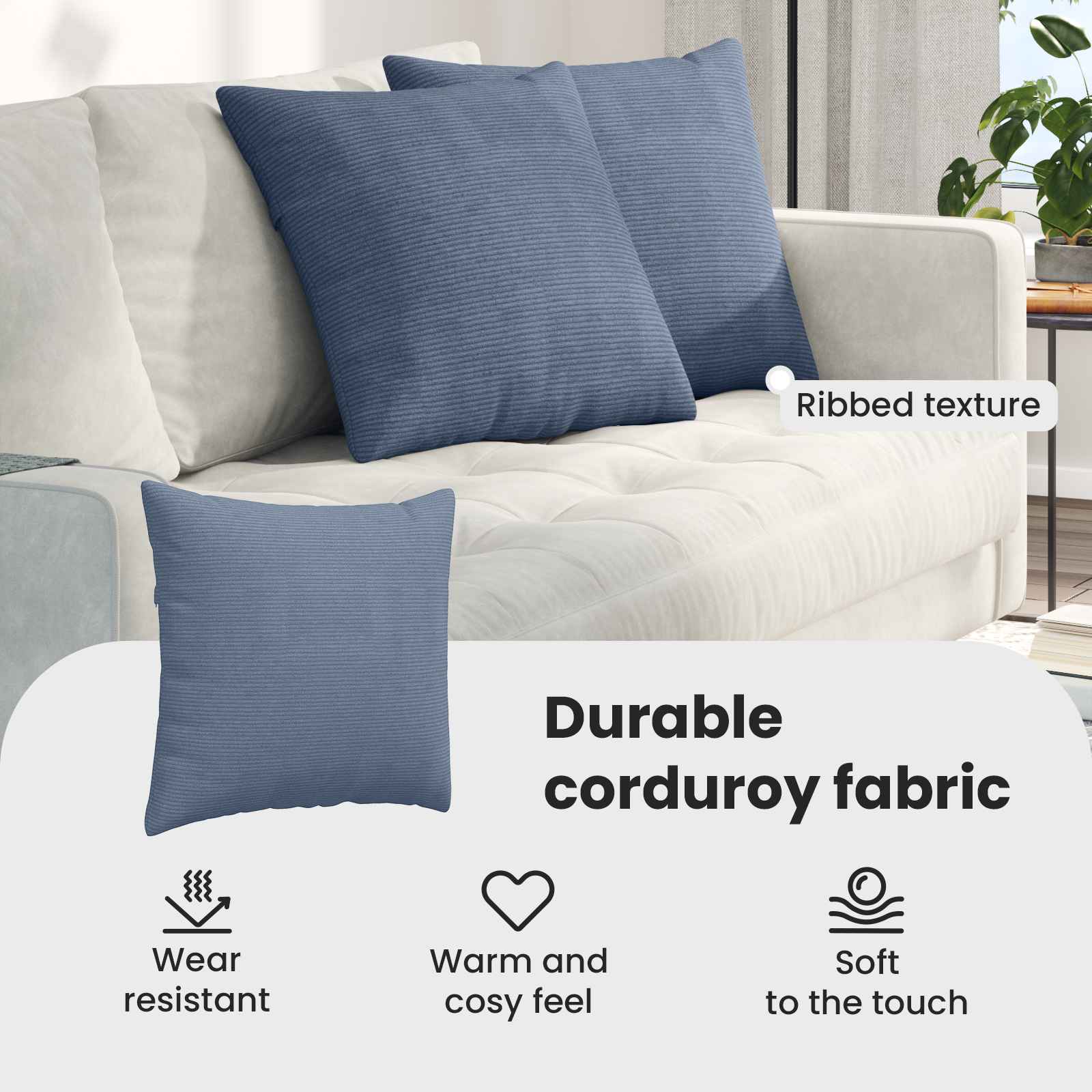 Sofa Pagalvės 2 pcs Mėlyna 50 x 50 cm Kordūrinis audinys