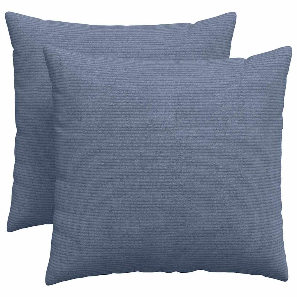 Sofa Cushions 2 pcs Blue 50 x 50 cm Corduroy fabric
