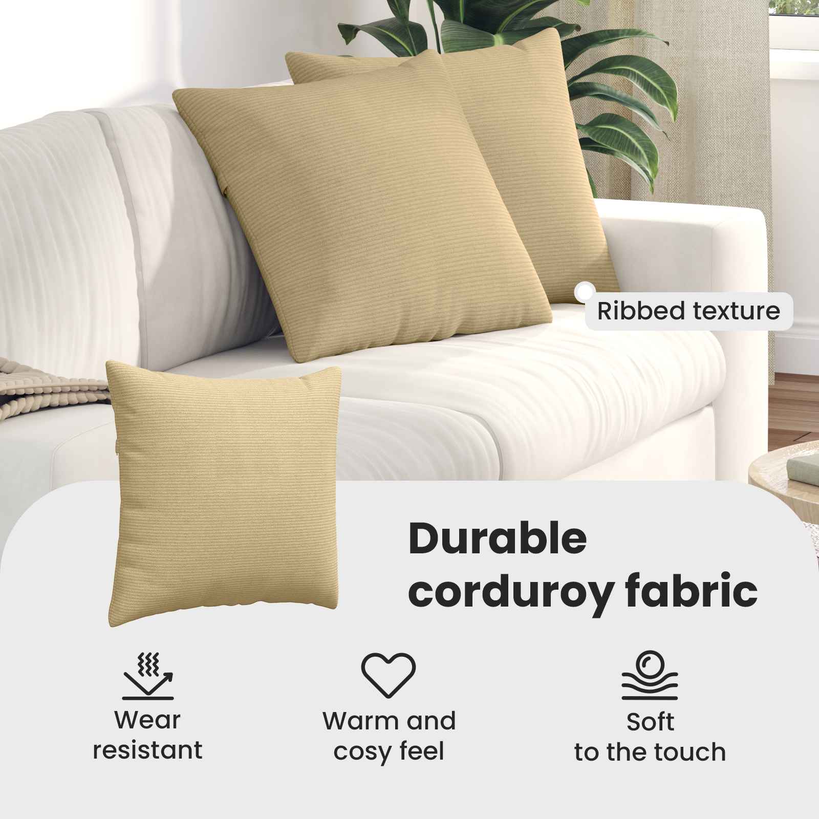 Sofa Pagalvės 2 pcs Pilkai žalia 50 x 50 cm Kordūrinis audinys