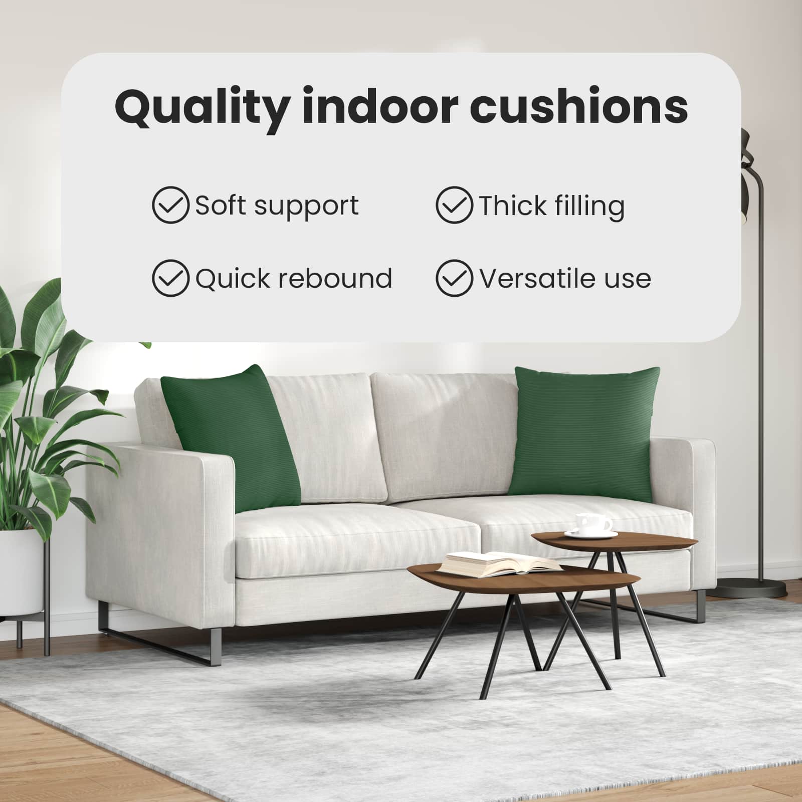 Sofa Pagalvės 2 pcs Tamsiai žalia 50 x 50 cm Kordūrinis audinys