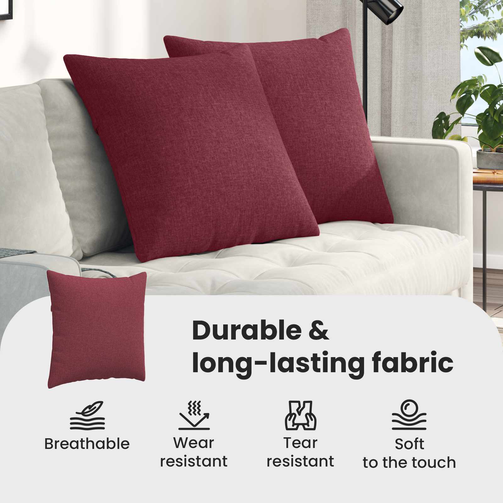 Sofa Pillows 2 pcs Wine Red 60 x 60 cm fabric