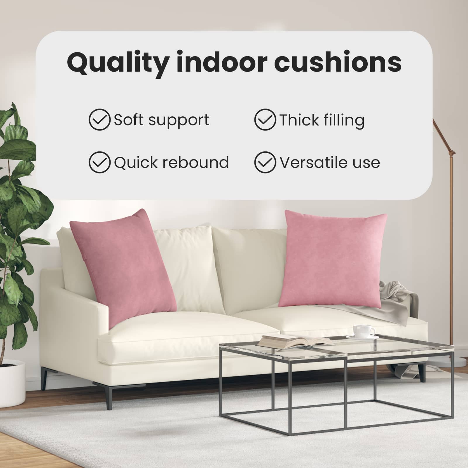 Sofa Pagalvės 2 pcs Rožinė 60 x 60 cm Kordūrinis audinys