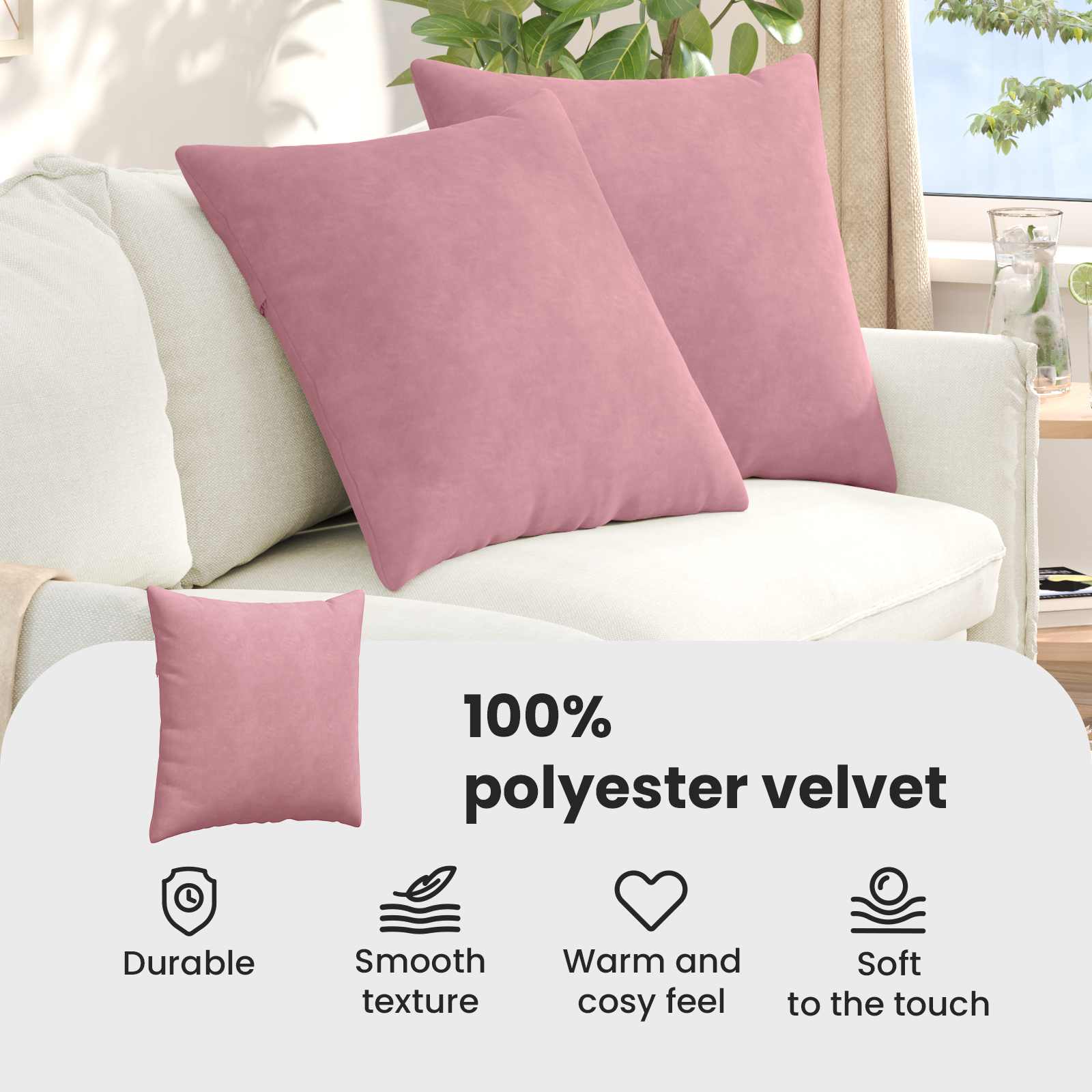 Sofa Pagalvės 2 pcs Rožinė 60 x 60 cm Kordūrinis audinys