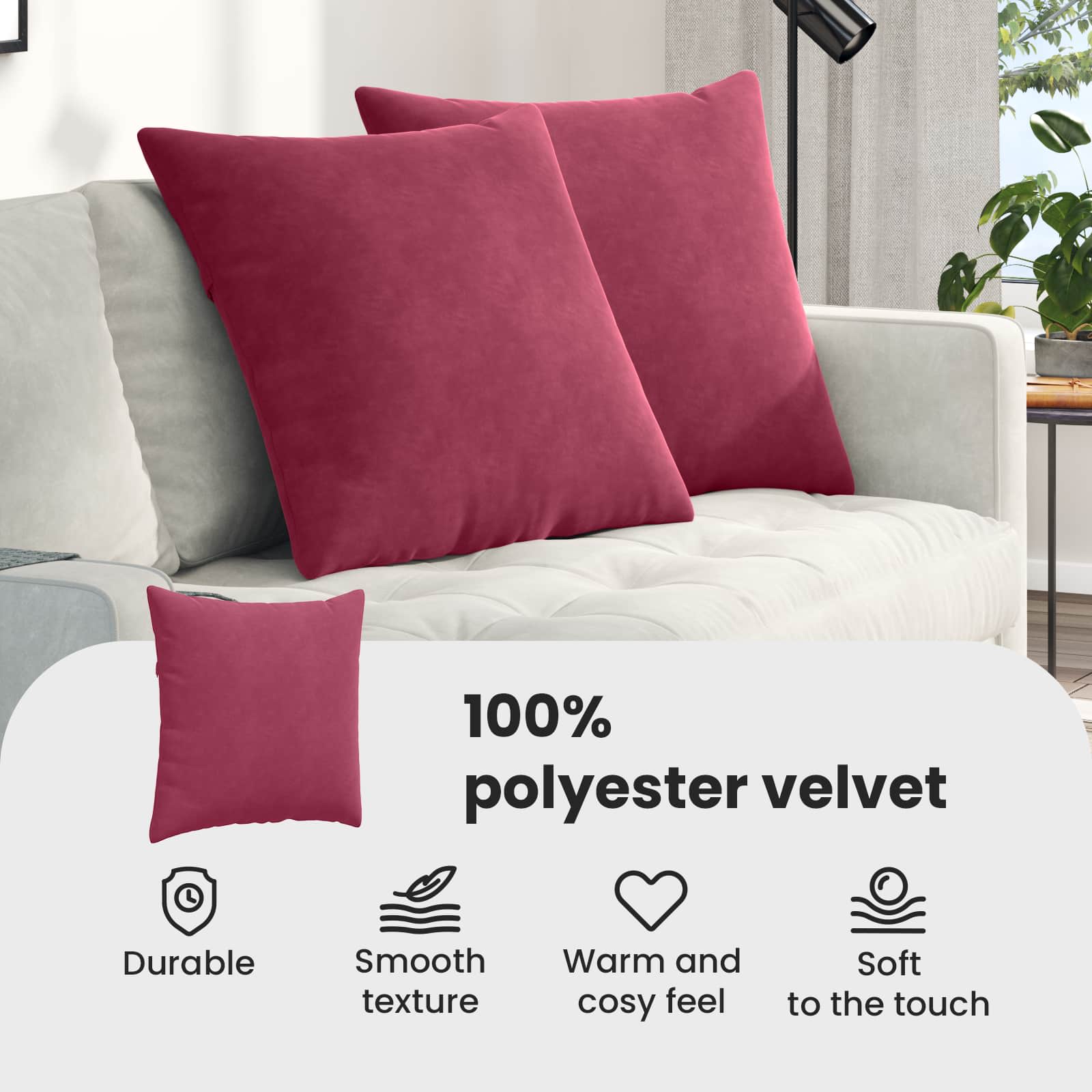 Sofa Pagalvės 2 pcs Vyno raudona 60 x 60 cm Kordūrinis audinys