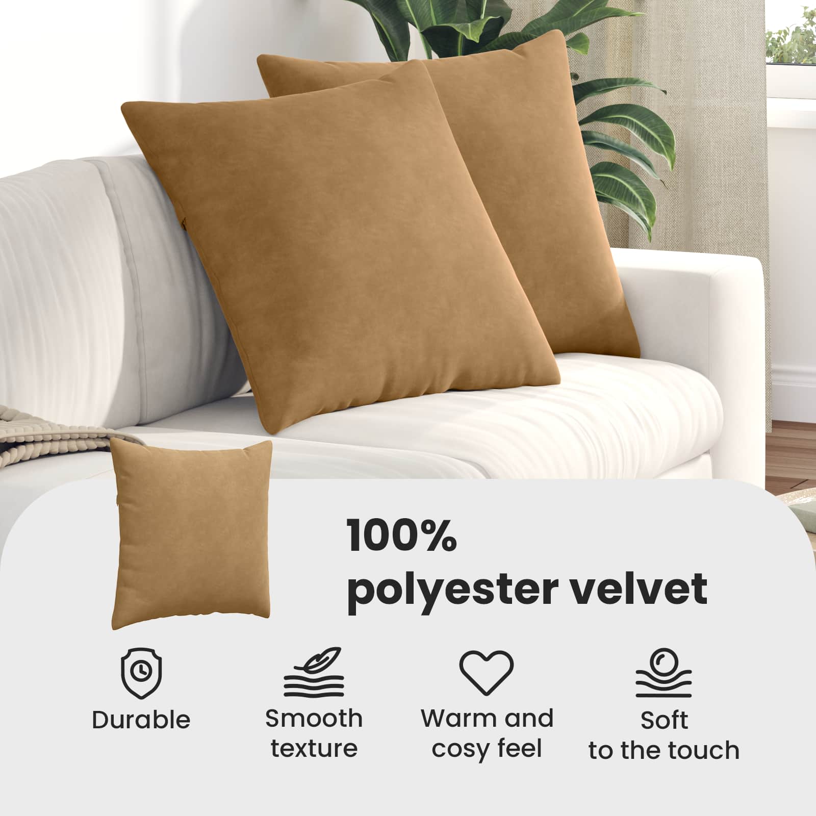 Dīvāna spilveni 2 gab Brūni 60 x 60 cm Korduroja audums