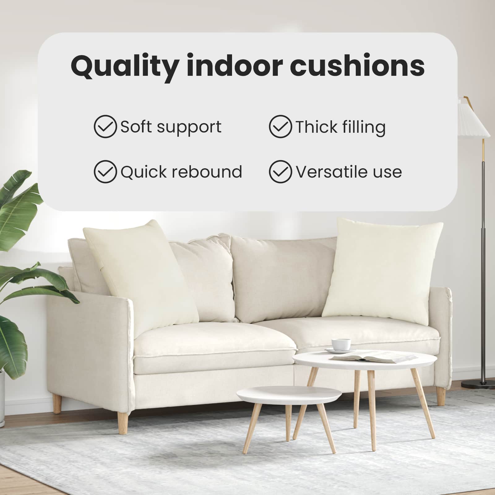 Sofa Pagalvės 2 pcs Kreminė 60 x 60 cm Kordūrinis audinys