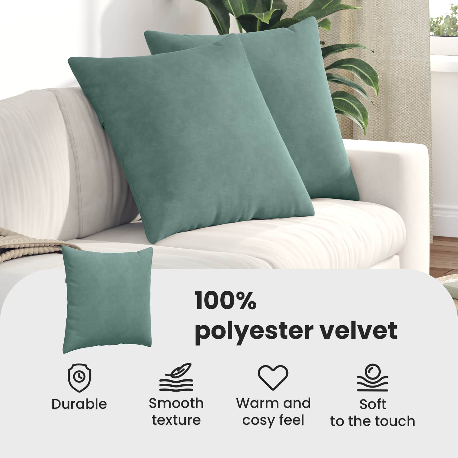 Sofa Pagalvės 2 pcs Jūrinė žalia 60 x 60 cm Kordūrinis audinys