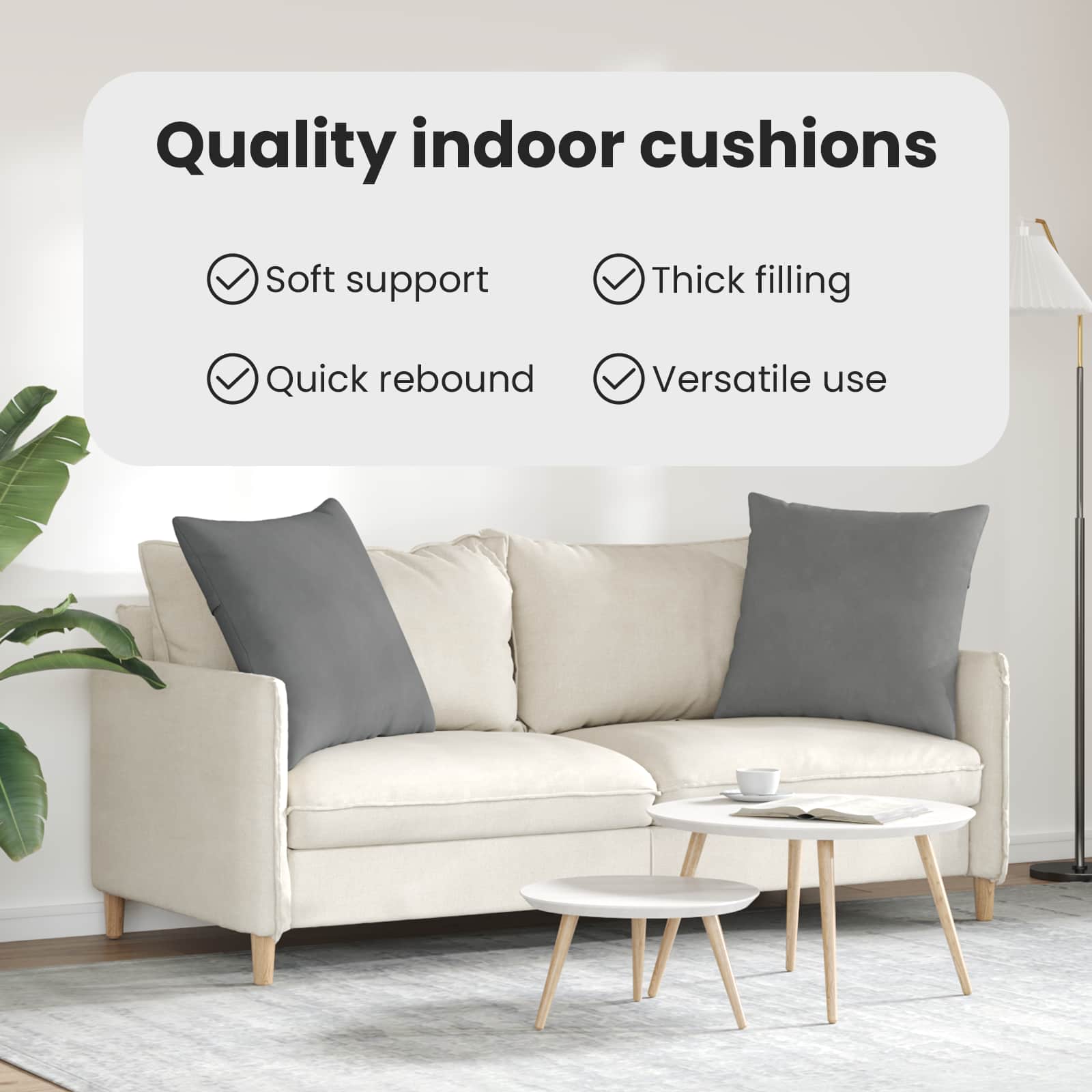 Sofa Pagalvės 2 pcs Tamsiai pilka 60 x 60 cm audinys