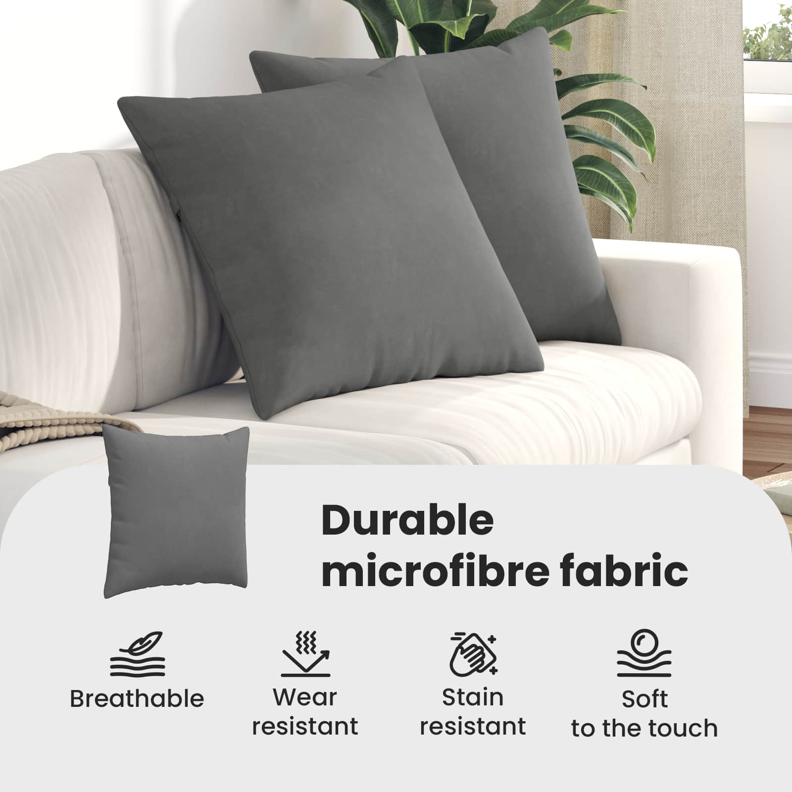 Sofa Pagalvės 2 pcs Tamsiai pilka 60 x 60 cm audinys