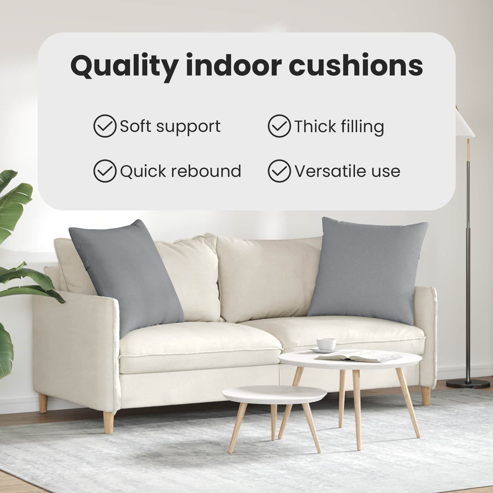 Sofa Pagalvės 2 pcs Šviesiai pilka 80 x 80 cm audinys