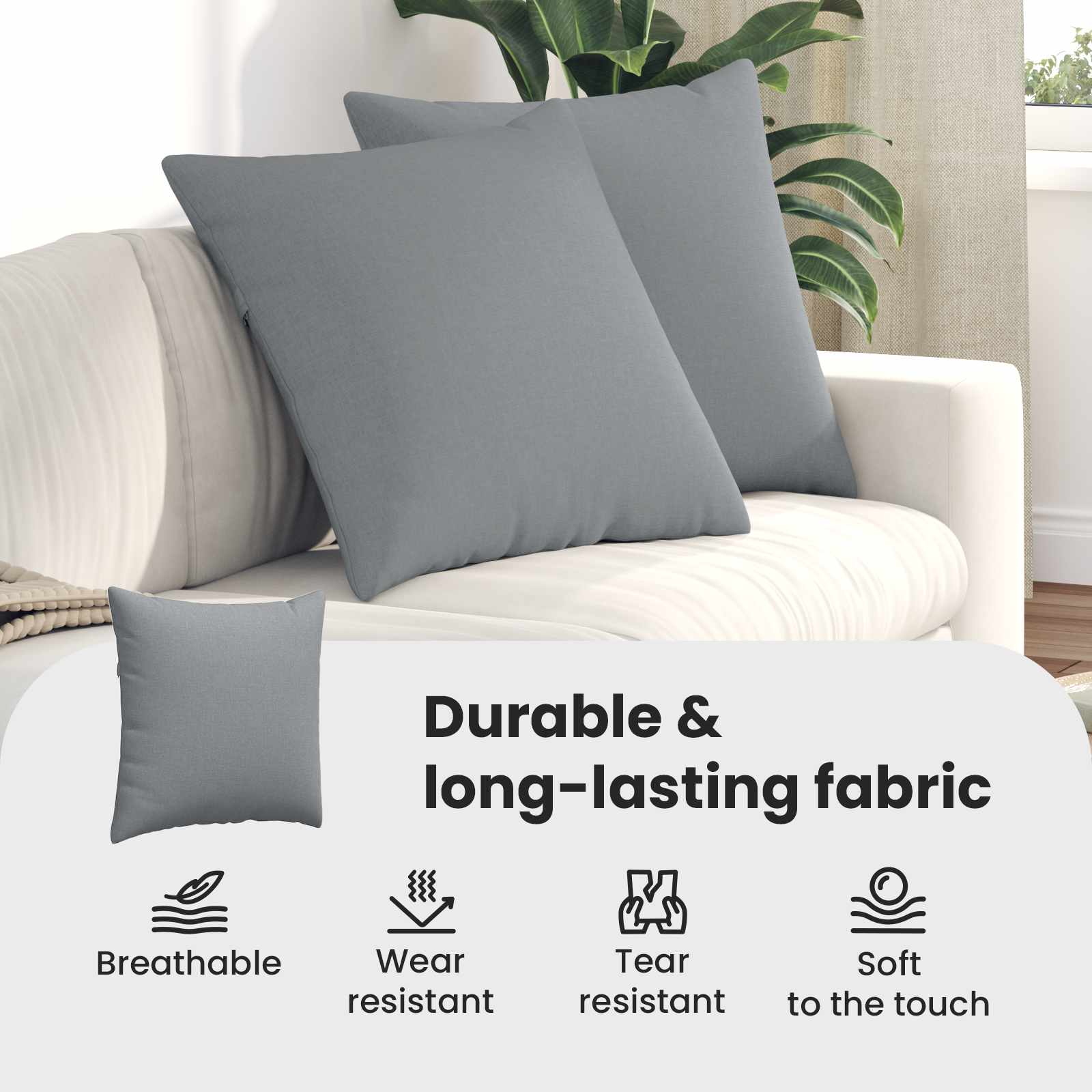 Sofa Pagalvės 2 pcs Šviesiai pilka 80 x 80 cm audinys