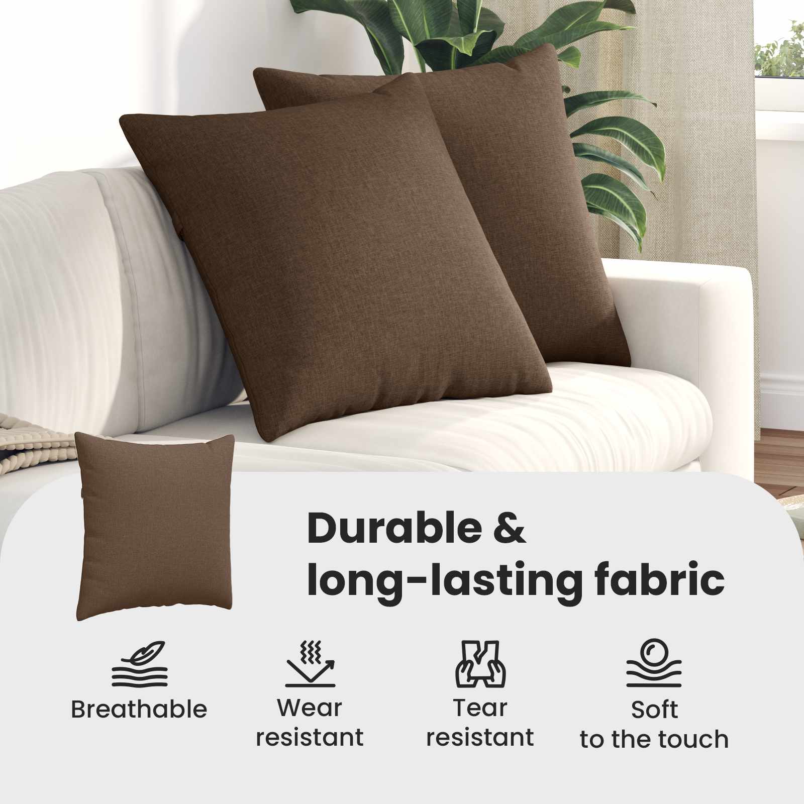 Sofa Pagalvės 2 pcs Ruda 80 x 80 cm audinys