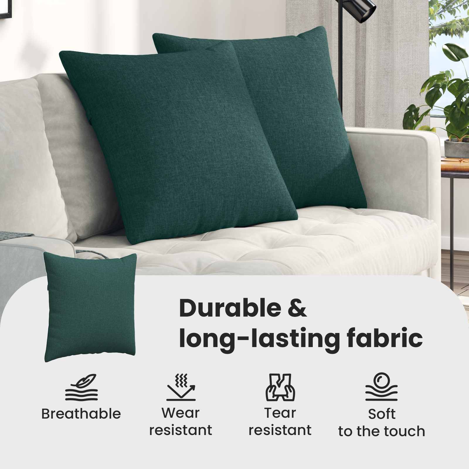 Sofa Pagalvės 2 pcs Tamsiai žalia 80 x 80 cm audinys