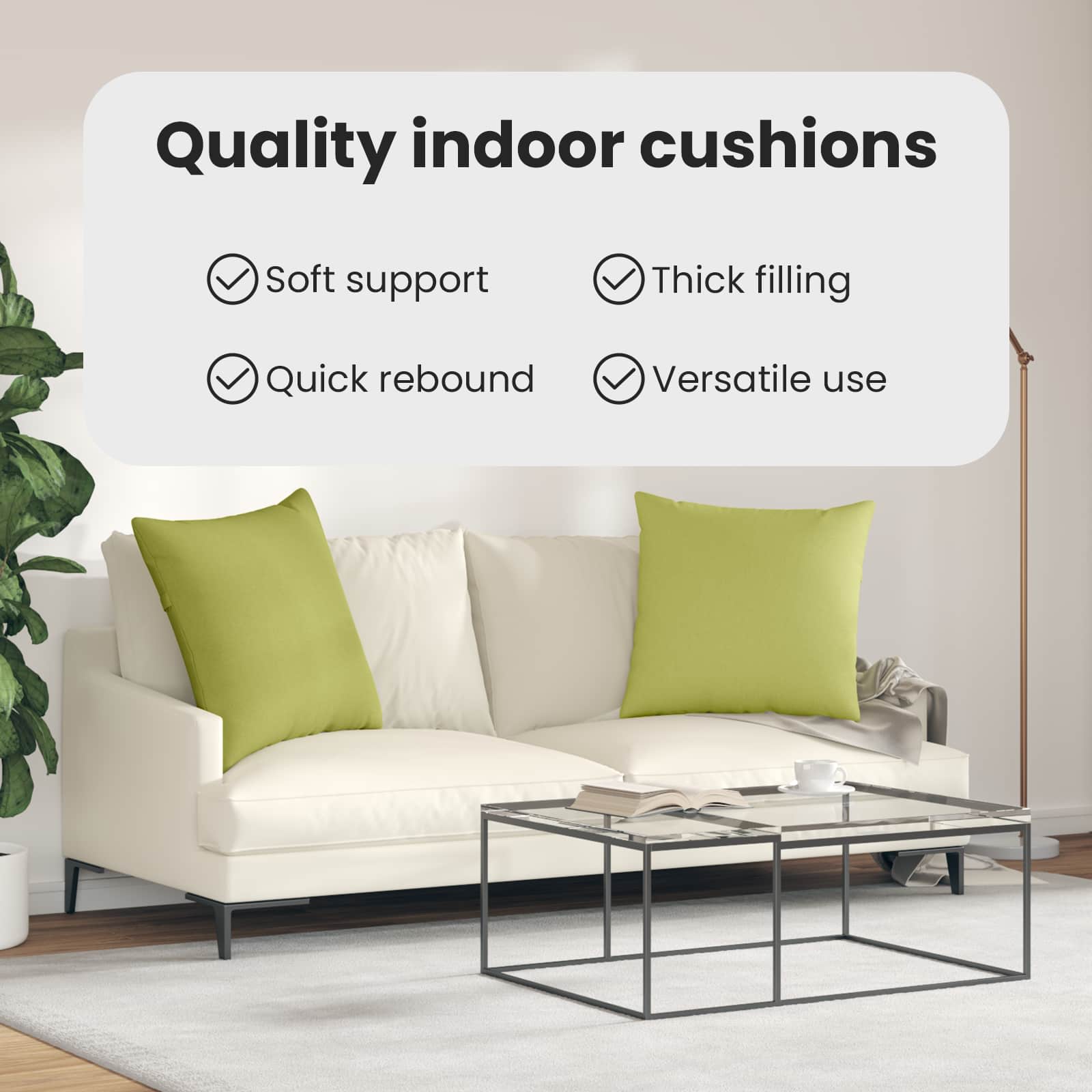 Sofa Pagalvės 2 pcs Šviesiai žalia 80 x 80 cm audinys