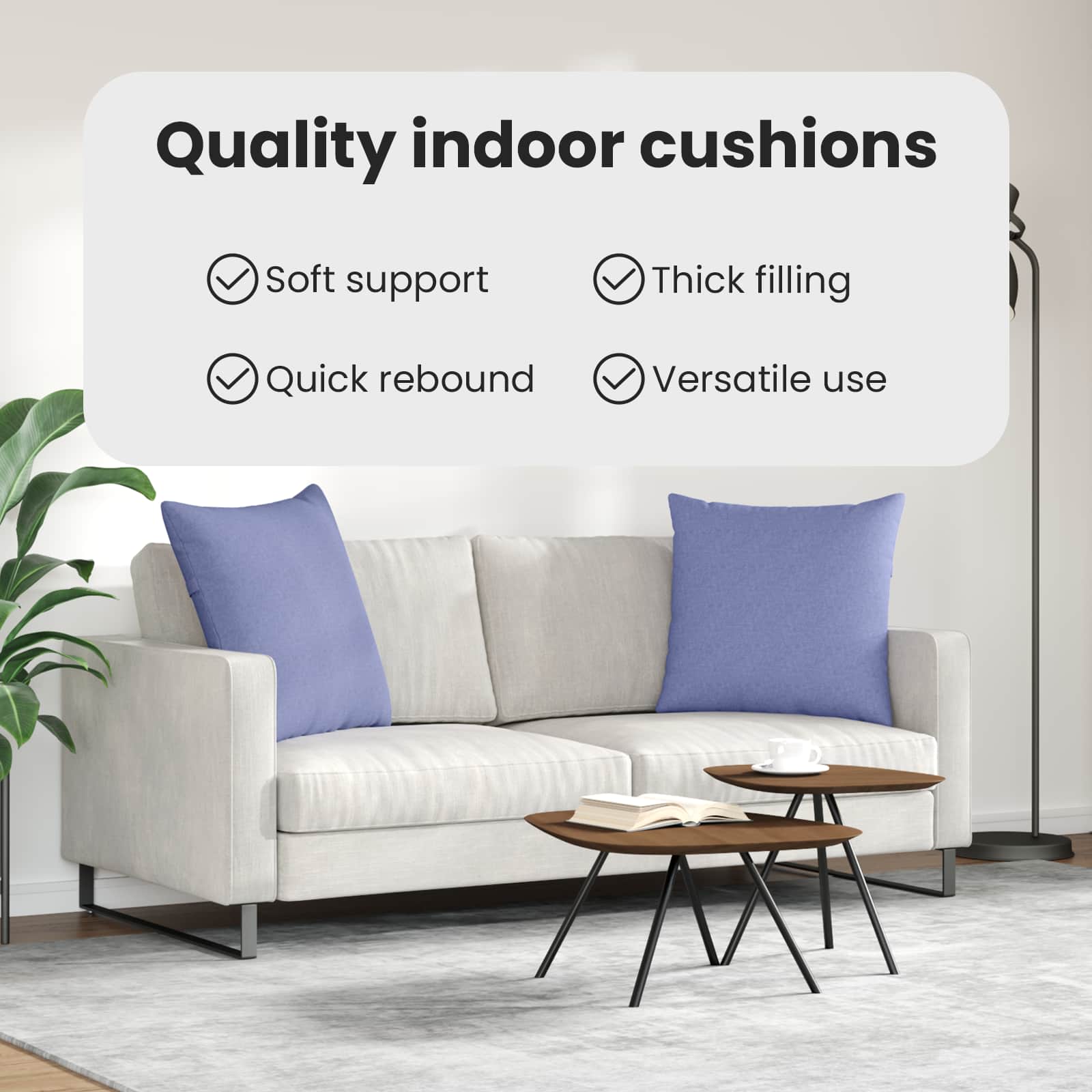 Sofa Cushions 2 pcs Blue 80 x 80 cm fabric
