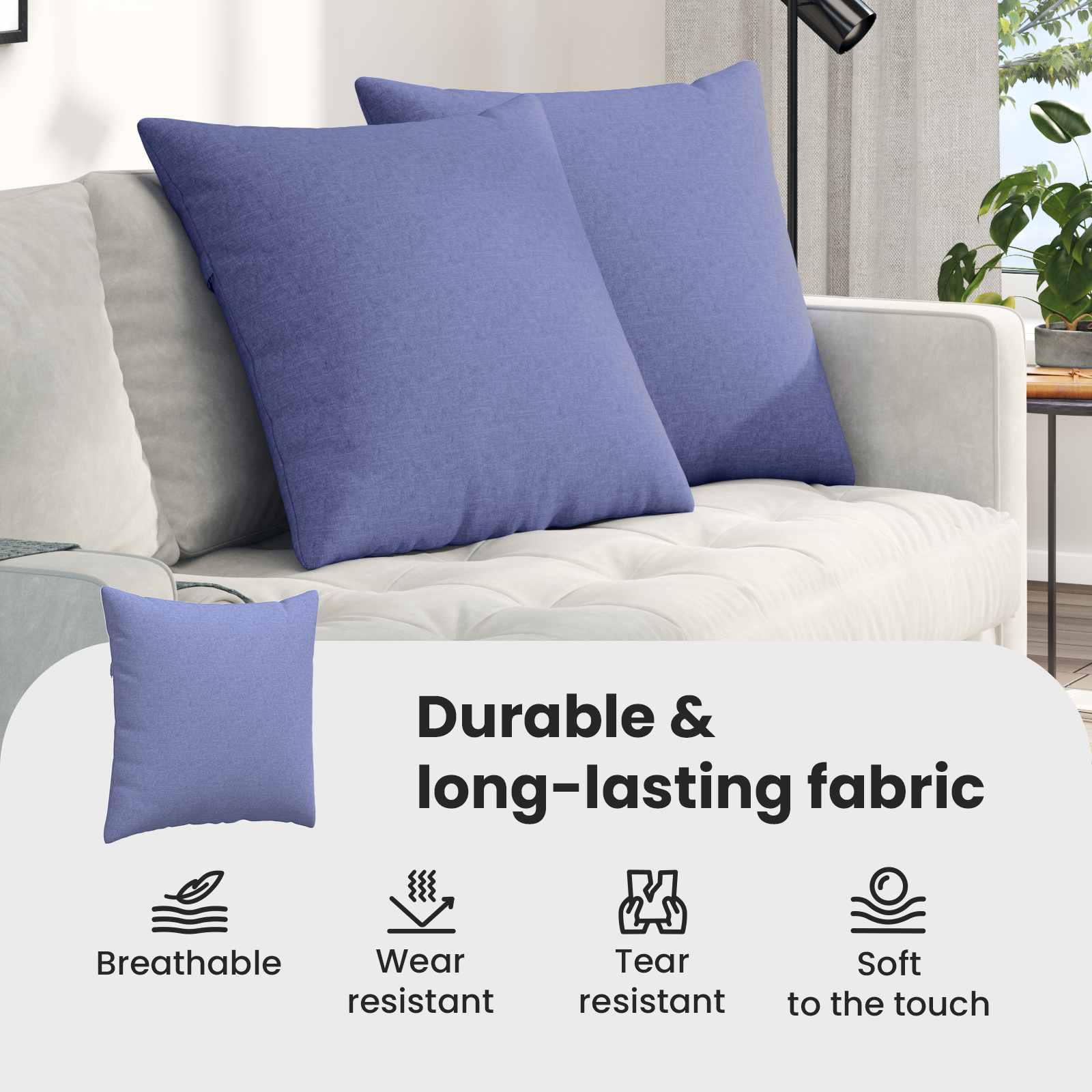 Sofa Cushions 2 pcs Blue 80 x 80 cm fabric