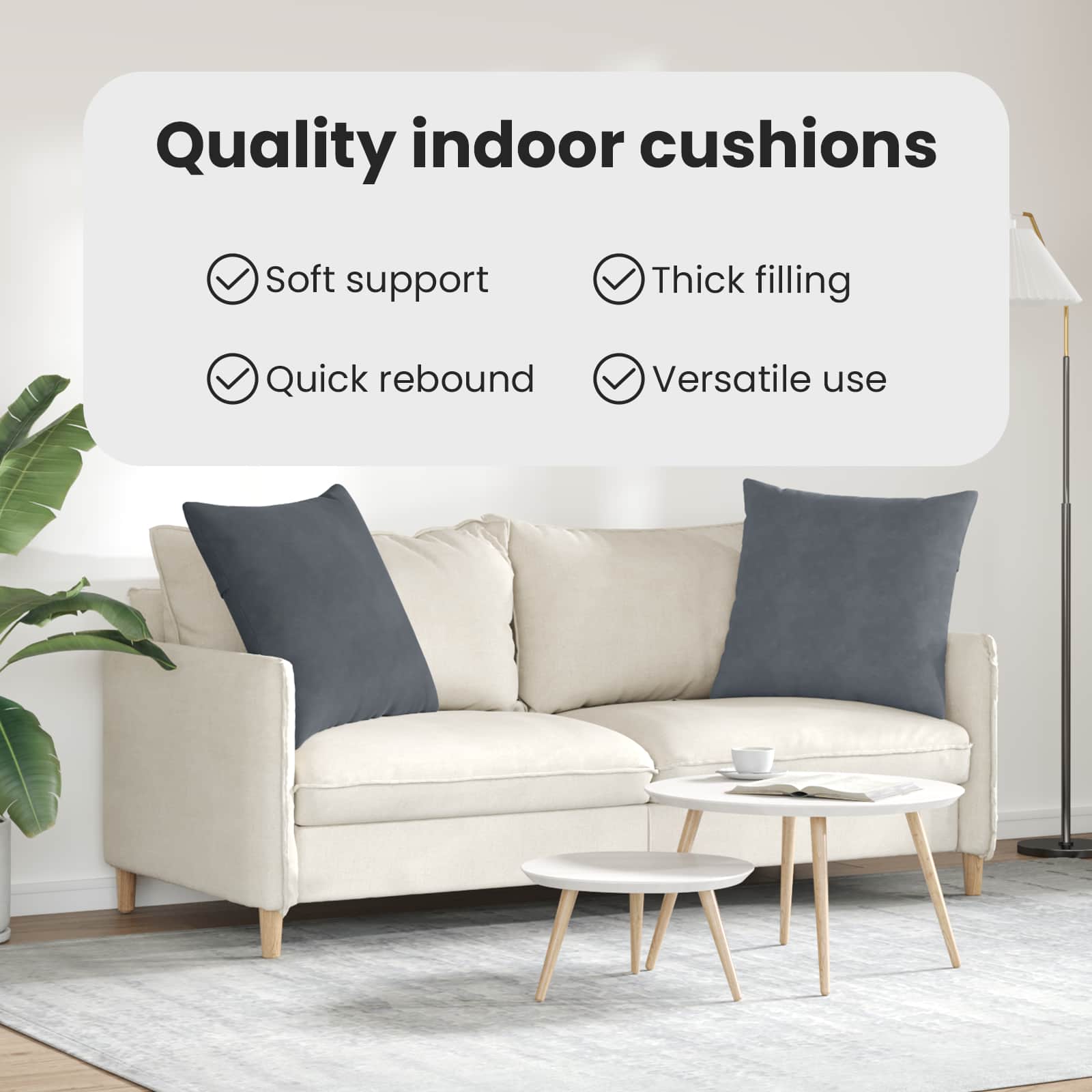 Sofa Pagalvės 2 pcs Tamsiai pilka 80 x 80 cm Kordūrinis audinys