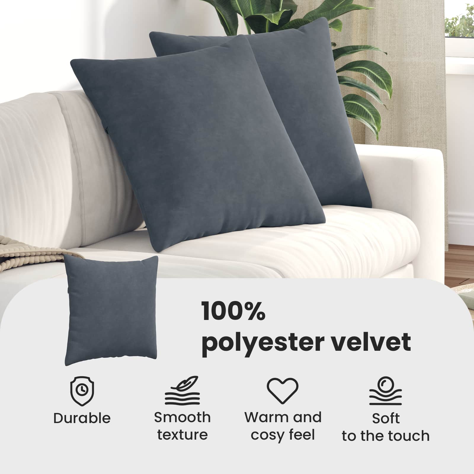 Sofa Pagalvės 2 pcs Tamsiai pilka 80 x 80 cm Kordūrinis audinys