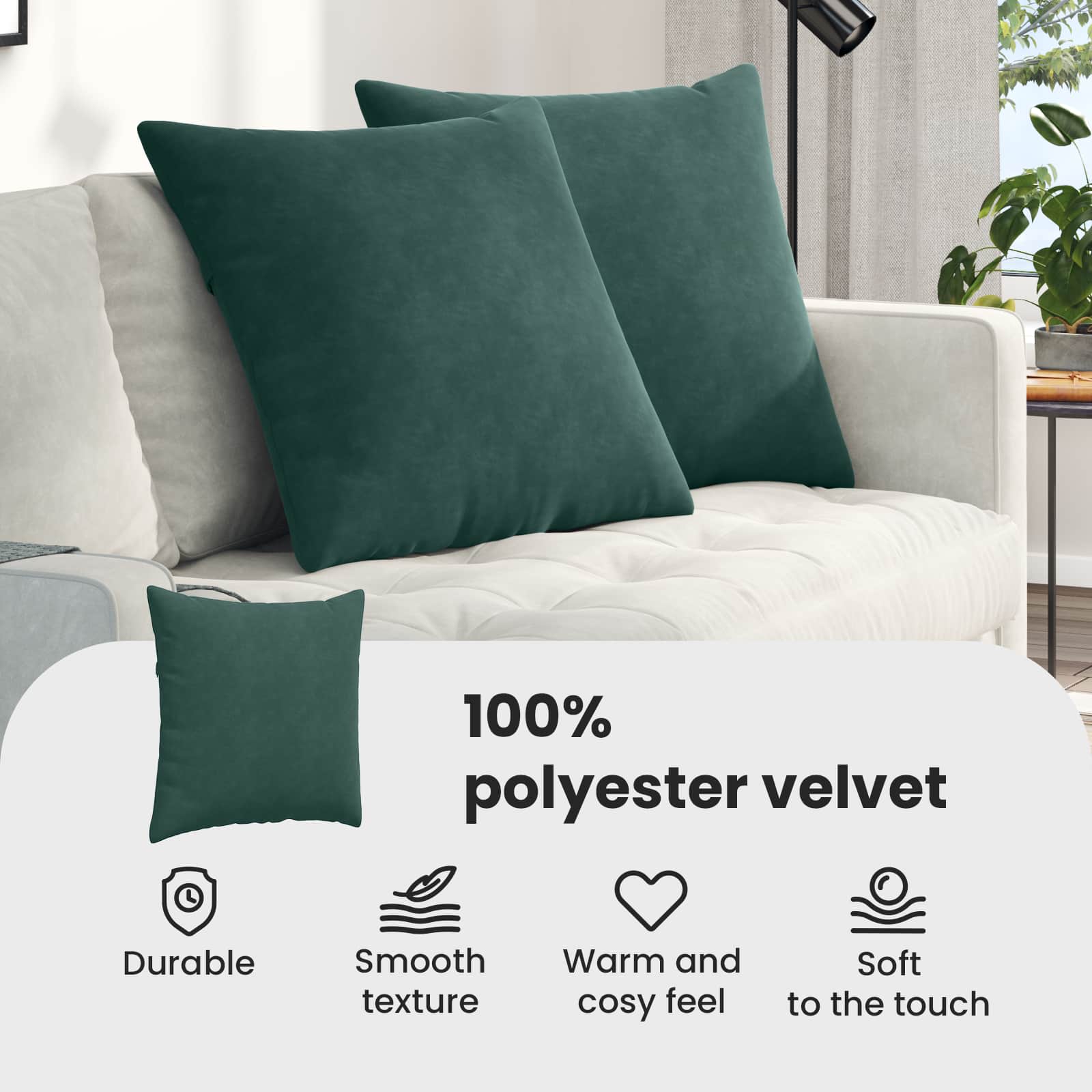 Sofa Pagalvės 2 pcs Tamsiai žalia 80 x 80 cm Kordūrinis audinys