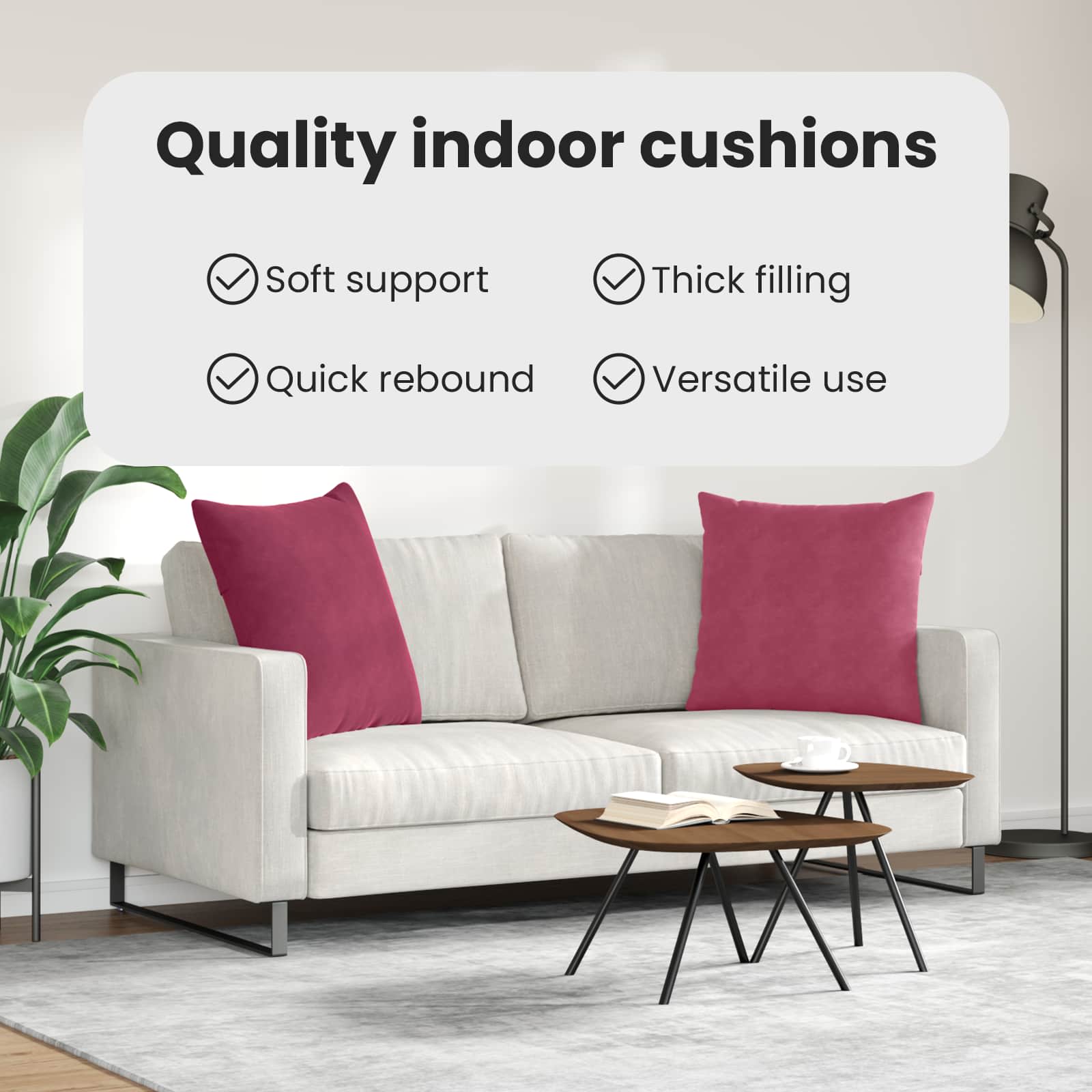 Sofa Pagalvės 2 pcs Vyno raudona 80 x 80 cm Kordūrinis audinys
