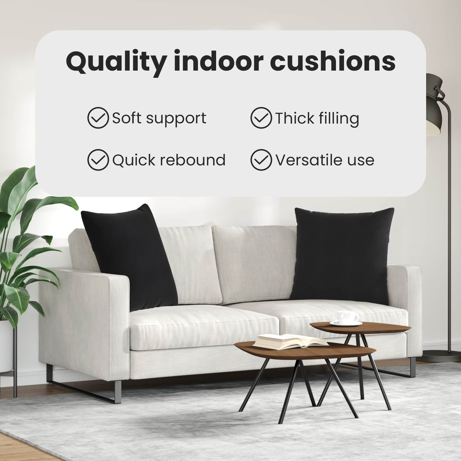 Sofa Pagalvės 2 pcs Juoda 80 x 80 cm Kordūrinis audinys