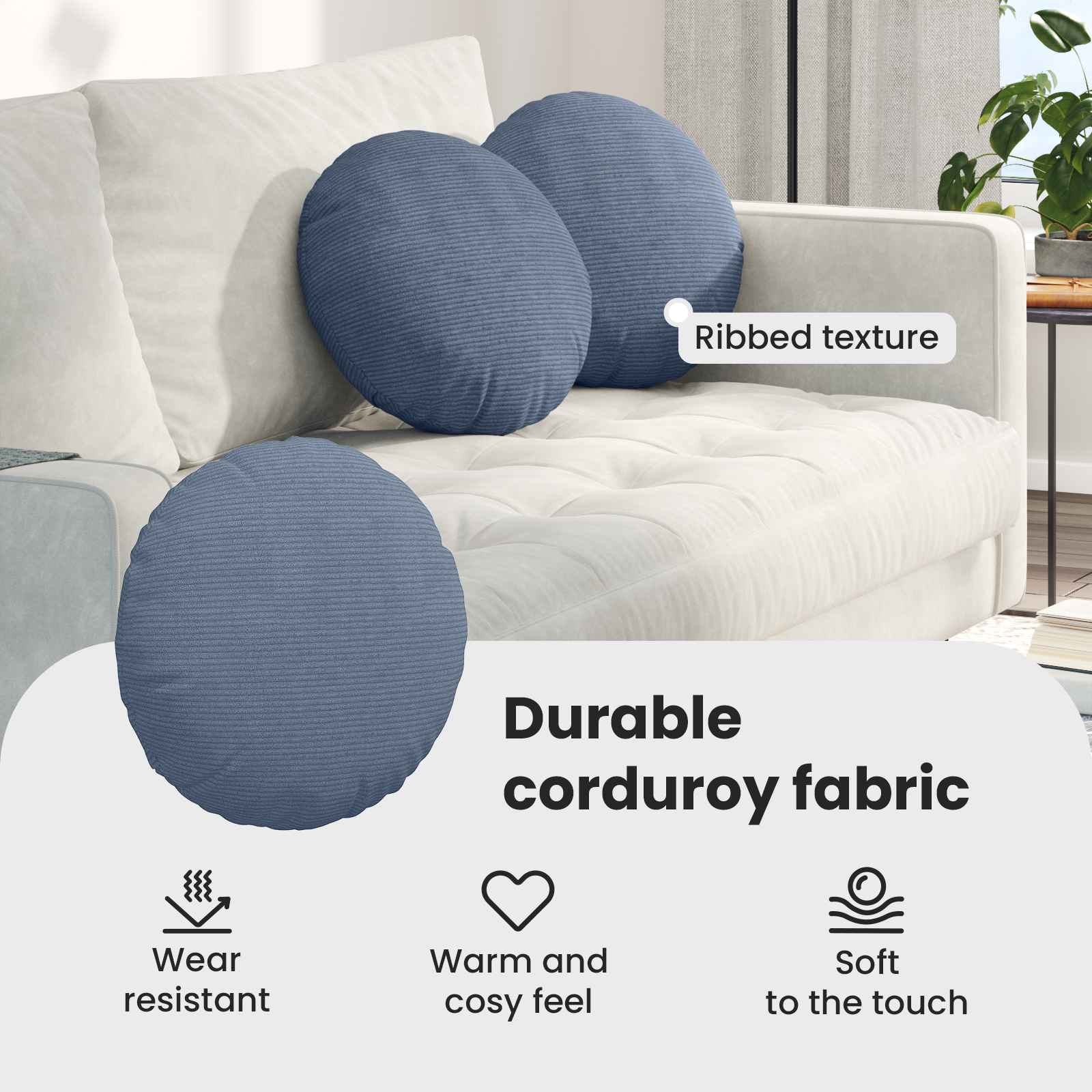 Sėdynių pagalvėlės 2 pcs Mėlyna Ø 40 cm Kordūrinis audinys