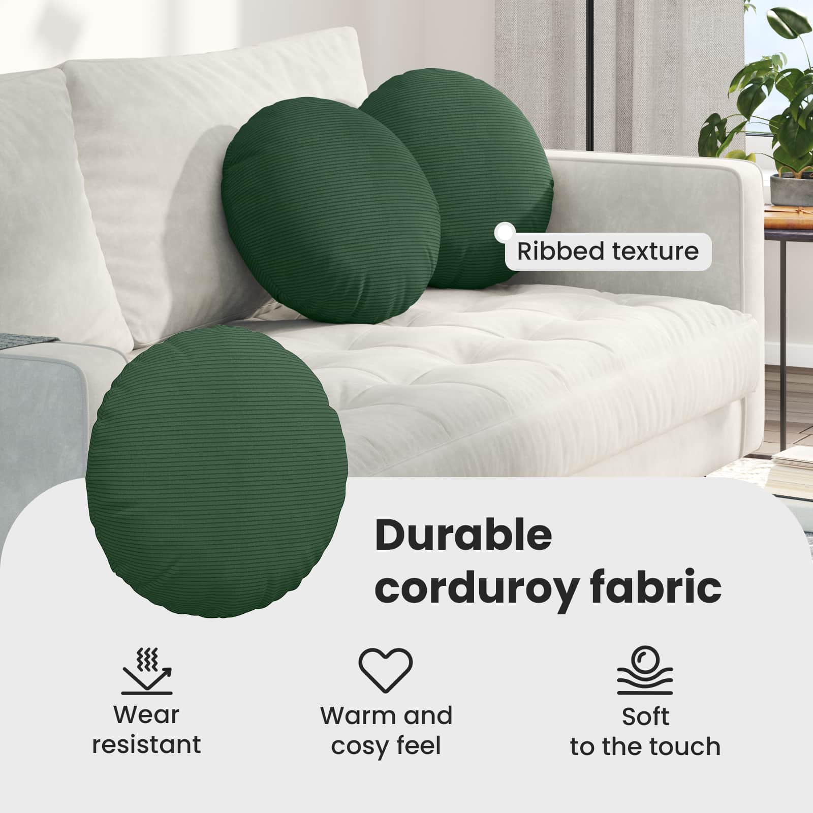 Sėdynių pagalvėlės 2 pcs Tamsiai žalia Ø 40 cm