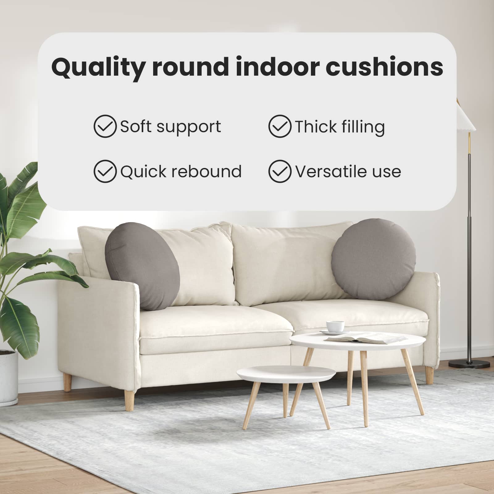 Sėdynių pagalvėlės 2 pcs Taupe Ø50 x 19 cm audinys
