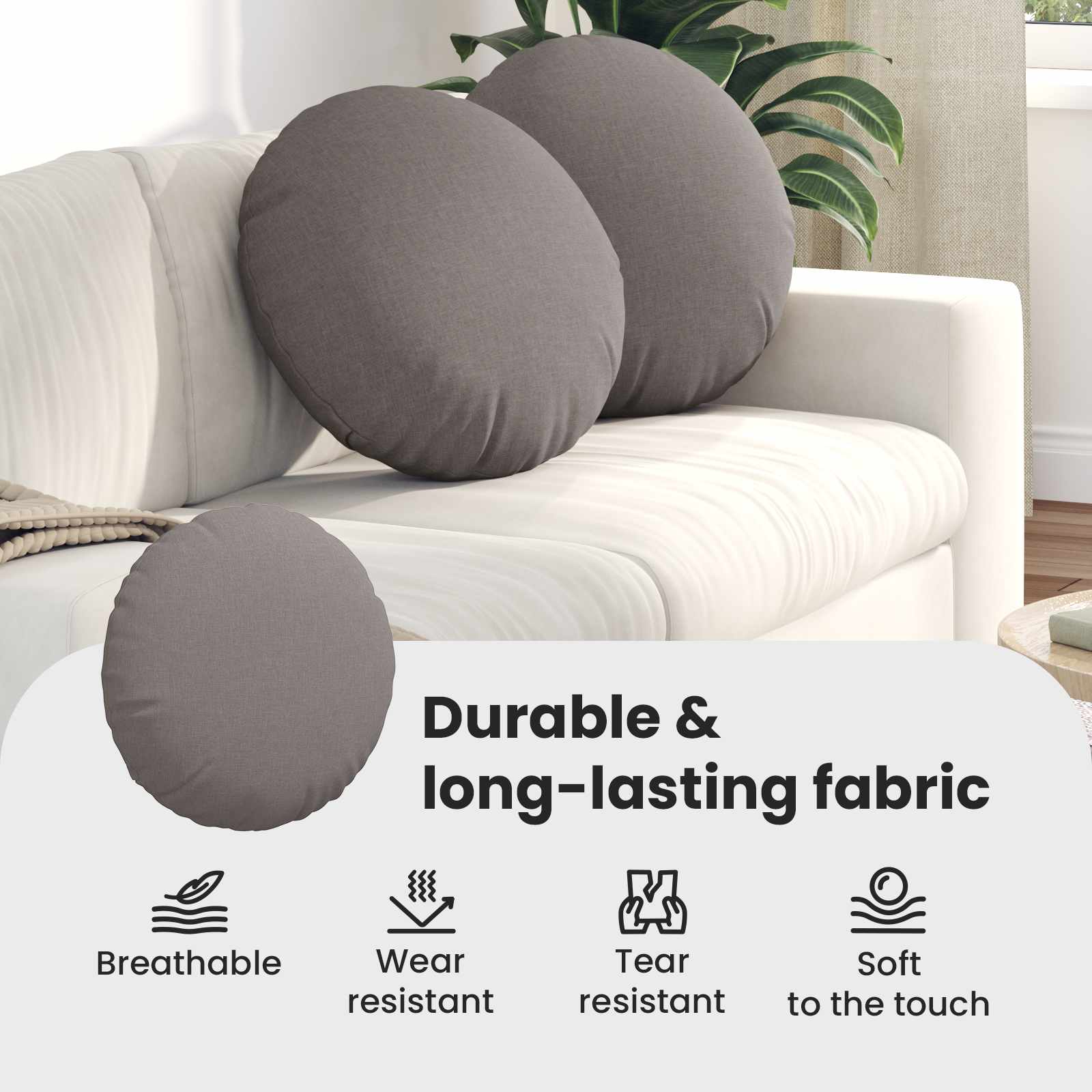 Sėdynių pagalvėlės 2 pcs Taupe Ø50 x 19 cm audinys