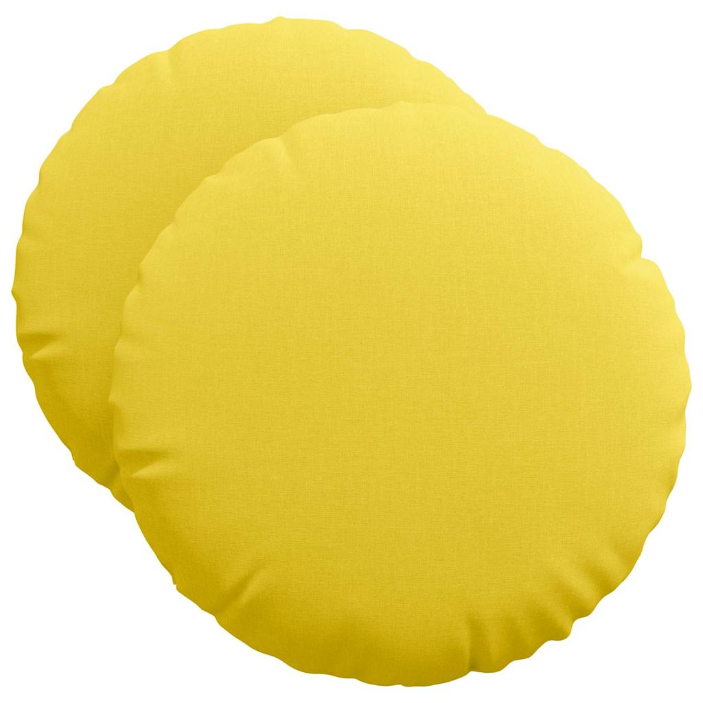 Sėdynių pagalvėlės 2 pcs Šviesi geltona Ø50 x 19 cm audinys