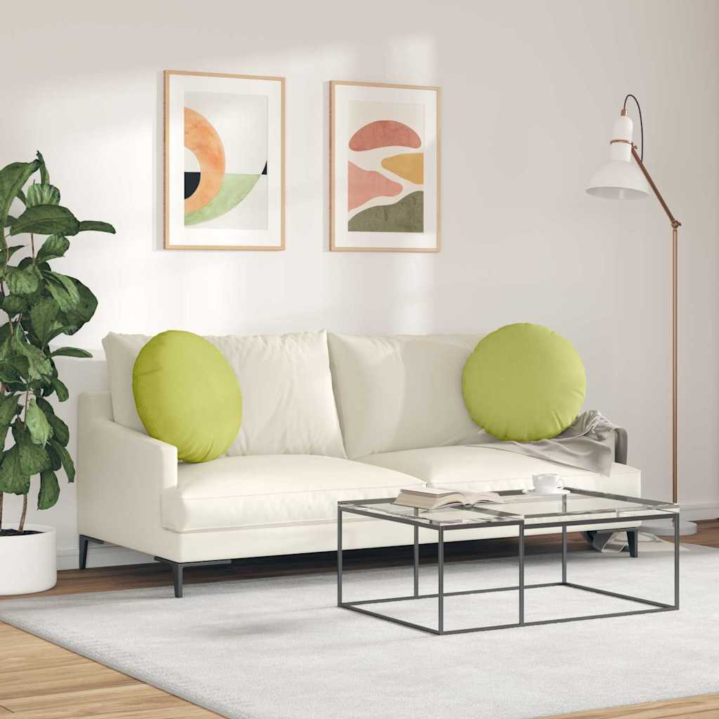 Sėdynių pagalvėlės 2 pcs Šviesiai žalia Ø50 x 19 cm audinys