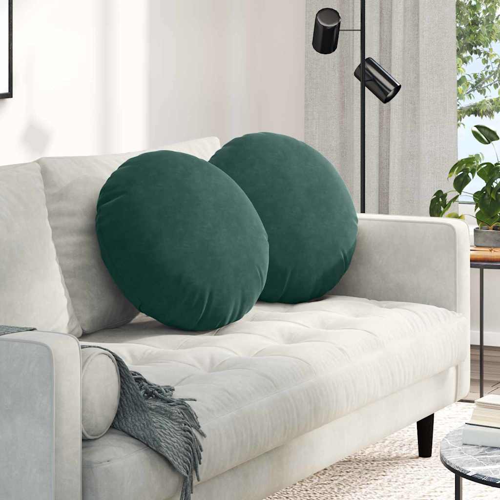 Seat cushions 2 pcs Dark green Ø 40 x 13 cm Velvet