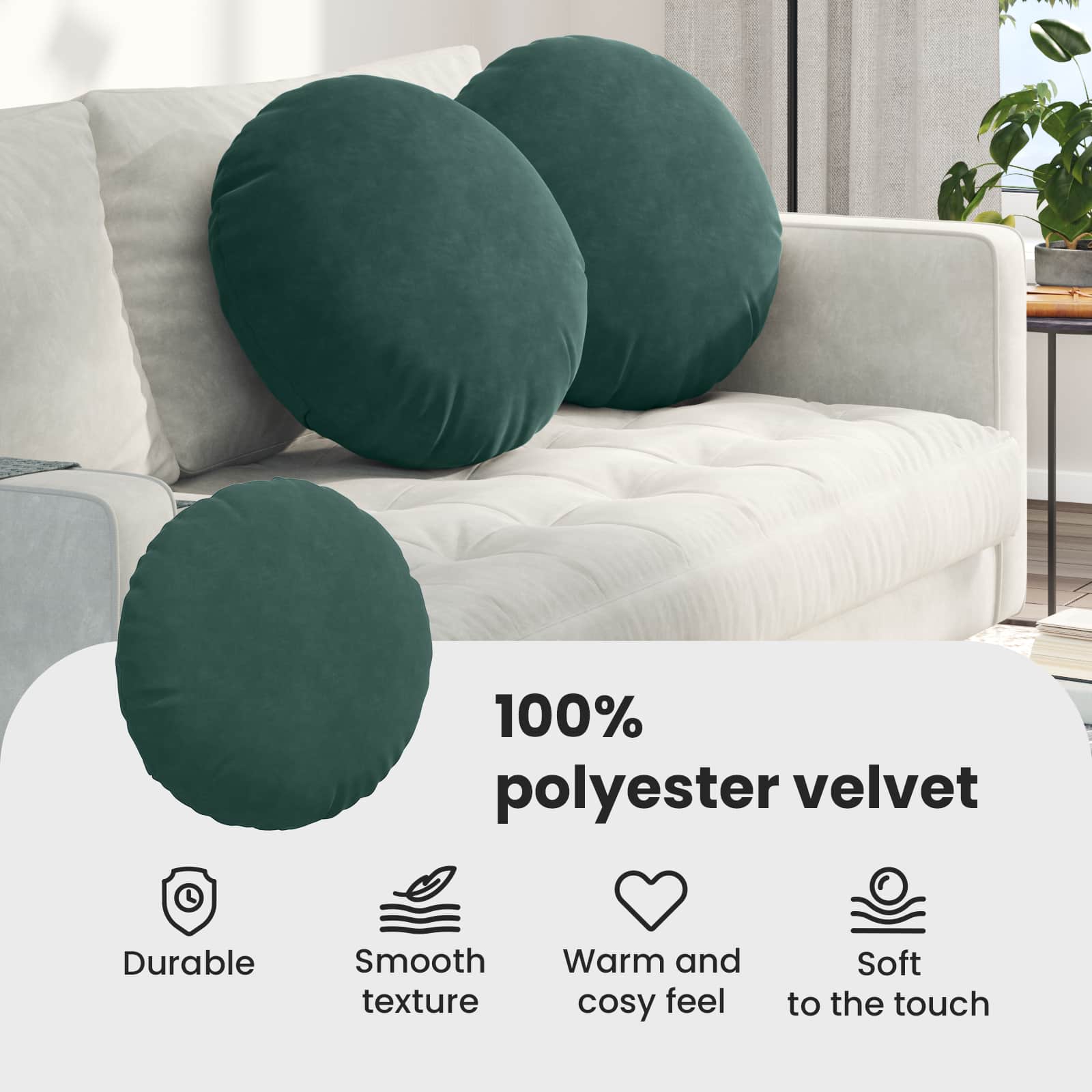 Sėdynių pagalvėlės 2 pcs Tamsiai žalia Ø 40 x 13 cm Aksomas