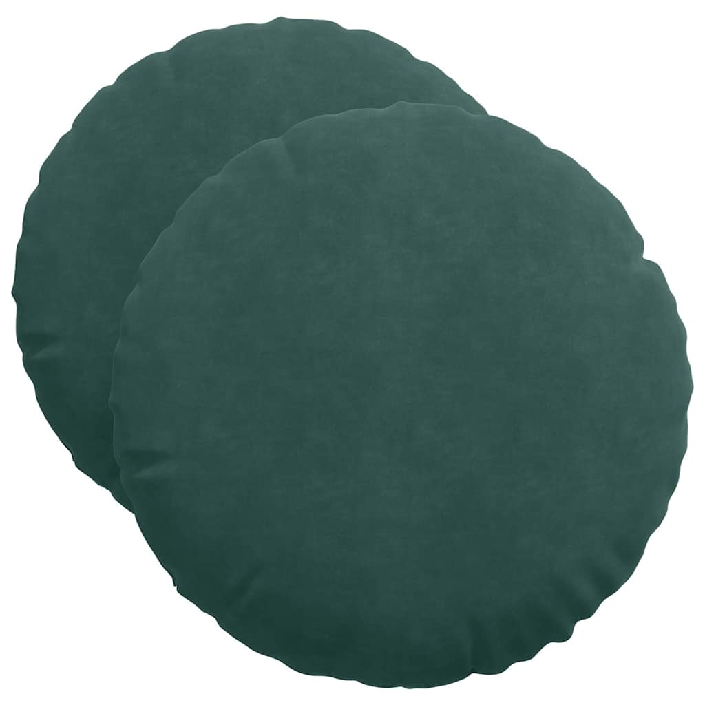 Seat cushions 2 pcs Dark green Ø 40 x 13 cm Velvet