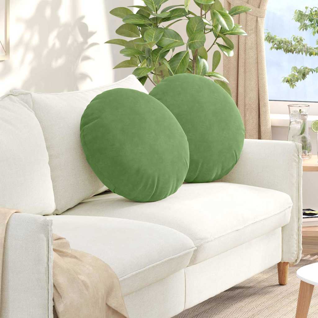 Seat cushions 2 pcs Light green Ø 40 x 13 cm Velvet