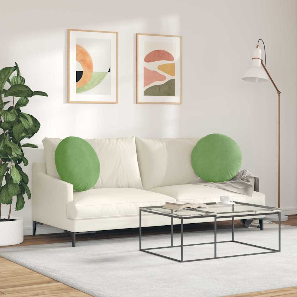 Seat cushions 2 pcs Light green Ø 40 x 13 cm Velvet