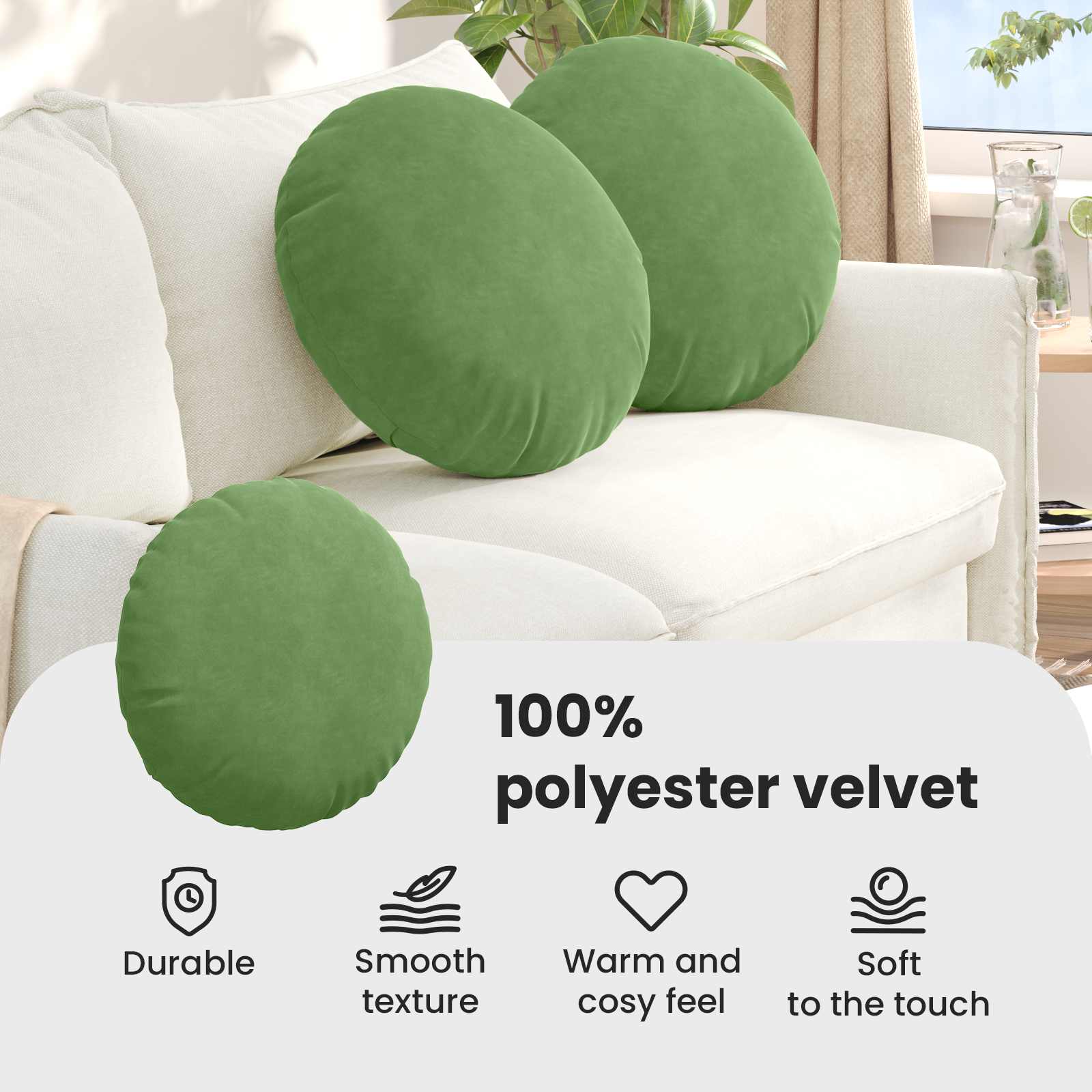 Sėdynių pagalvėlės 2 pcs Šviesiai žalia Ø 40 x 13 cm Aksomas