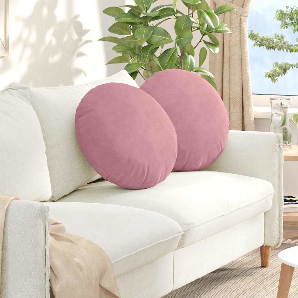 Seat cushions 2 pcs Pink Ø 40 x 13 cm Velvet