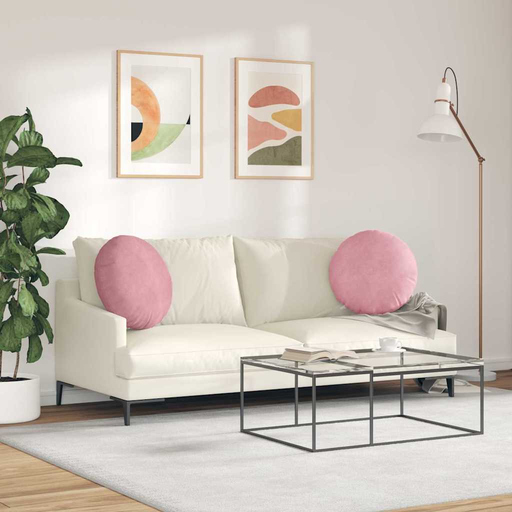 Seat cushions 2 pcs Pink Ø 40 x 13 cm Velvet