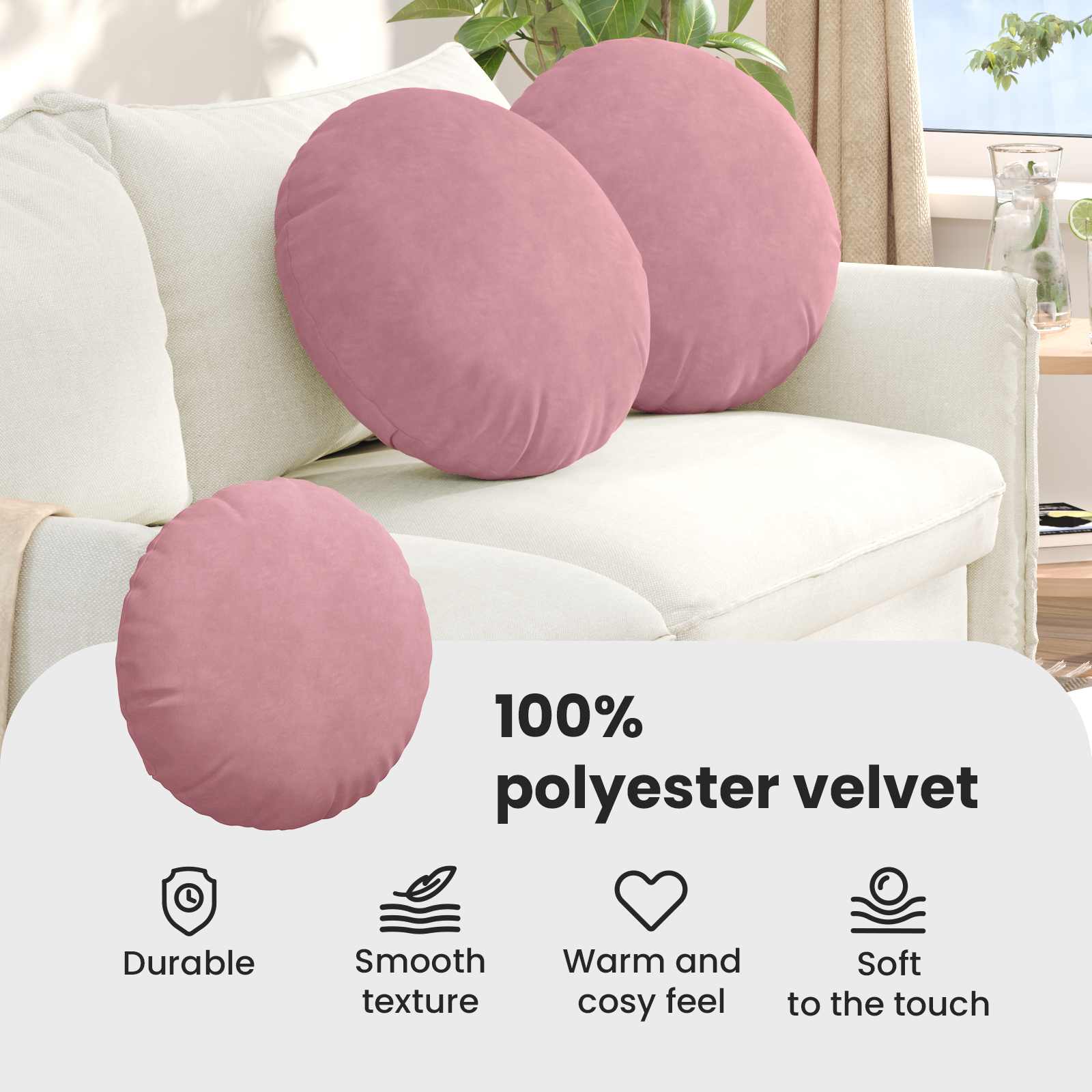 Sėdynių pagalvėlės 2 pcs Rožinė Ø 40 x 13 cm Aksomas