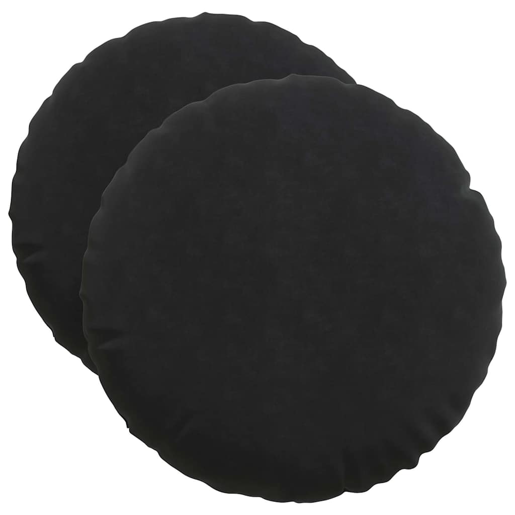 Seat cushions 2 pcs Black Ø 40 x 13 cm Velvet