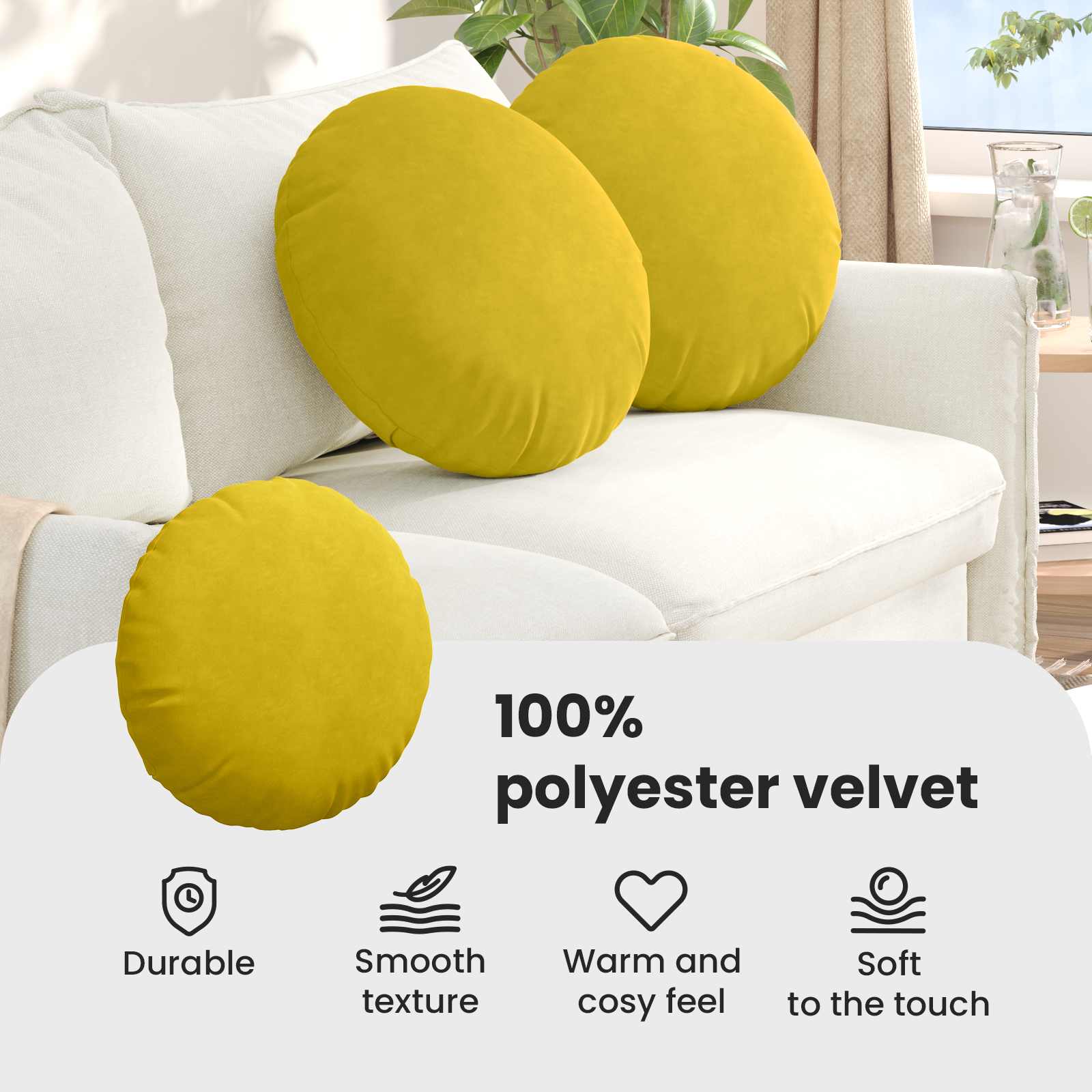 Sėdynių pagalvėlės 2 pcs Geltona Ø 40 x 13 cm Aksomas