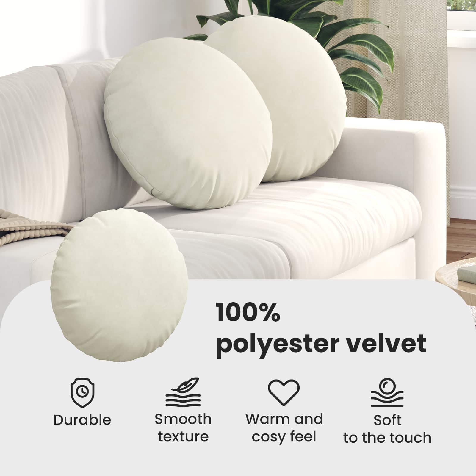 Sėdynių pagalvėlės 2 pcs Kreminė Ø 40 x 13 cm Aksomas