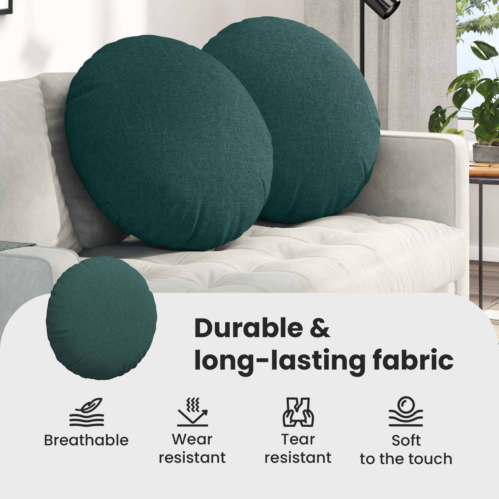 Sėdynių pagalvėlės 2 pcs Tamsiai žalia Ø60 x 21 cm audinys