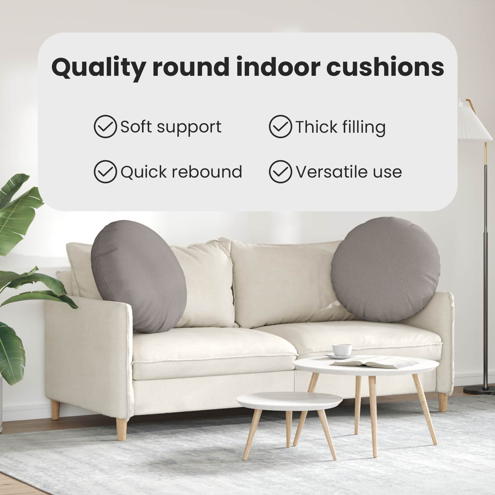 Sėdynių pagalvėlės 2 pcs Taupe Ø60 x 21 cm audinys