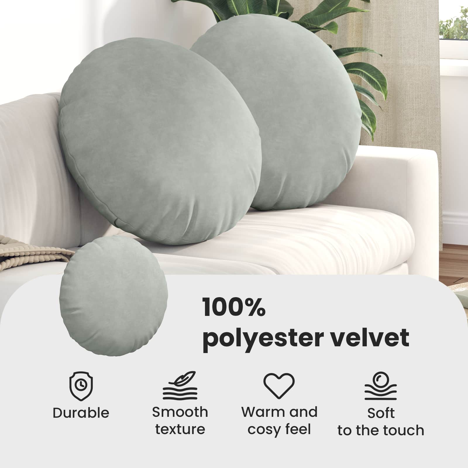Sėdynių pagalvėlės 2 pcs Šviesiai pilka Ø 40 x 13 cm Aksomas