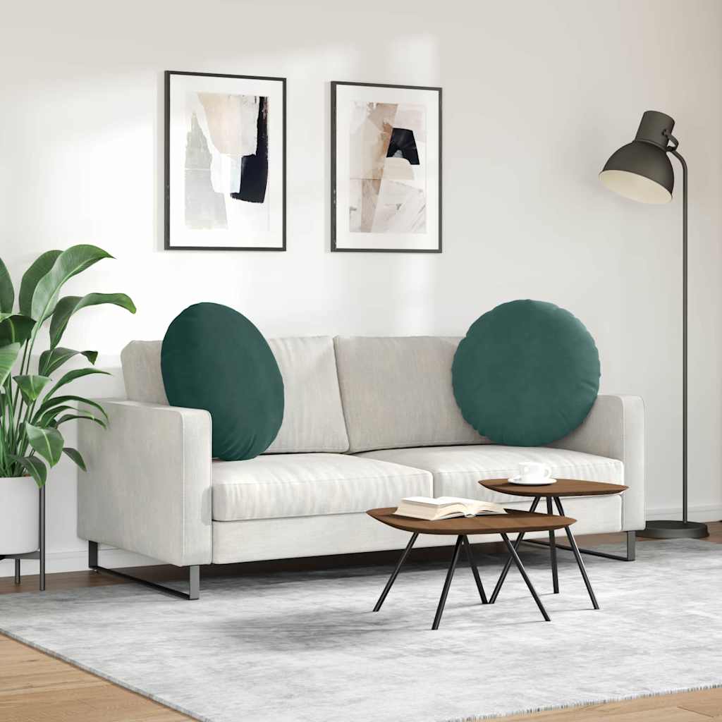 Sēdekļu spilveni 2 gab Tumši zaļš Ø 40 x 13 cm Samts