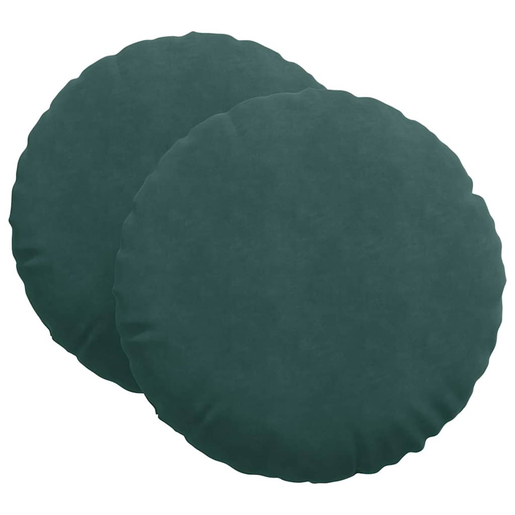 Sēdekļu spilveni 2 gab Tumši zaļš Ø 40 x 13 cm Samts
