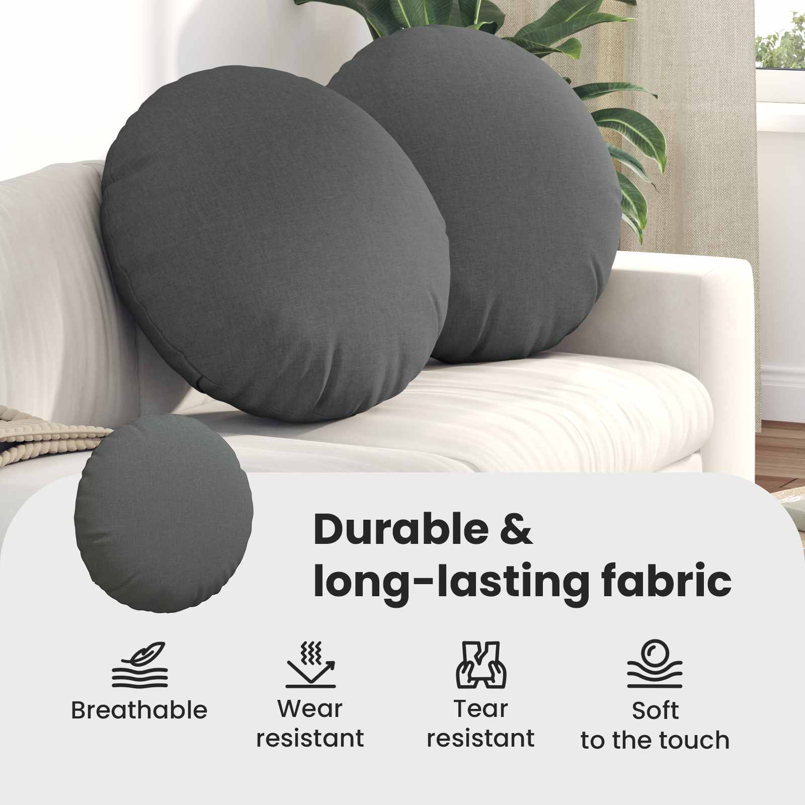 Sėdynių pagalvėlės 2 pcs Tamsiai pilka Ø80 x 29 cm audinys