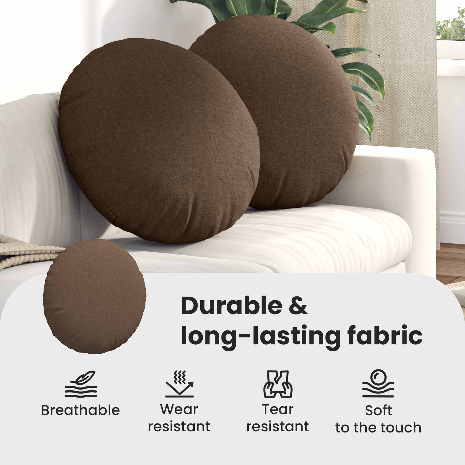 Sėdynių pagalvėlės 2 pcs Ruda Ø80 x 29 cm audinys